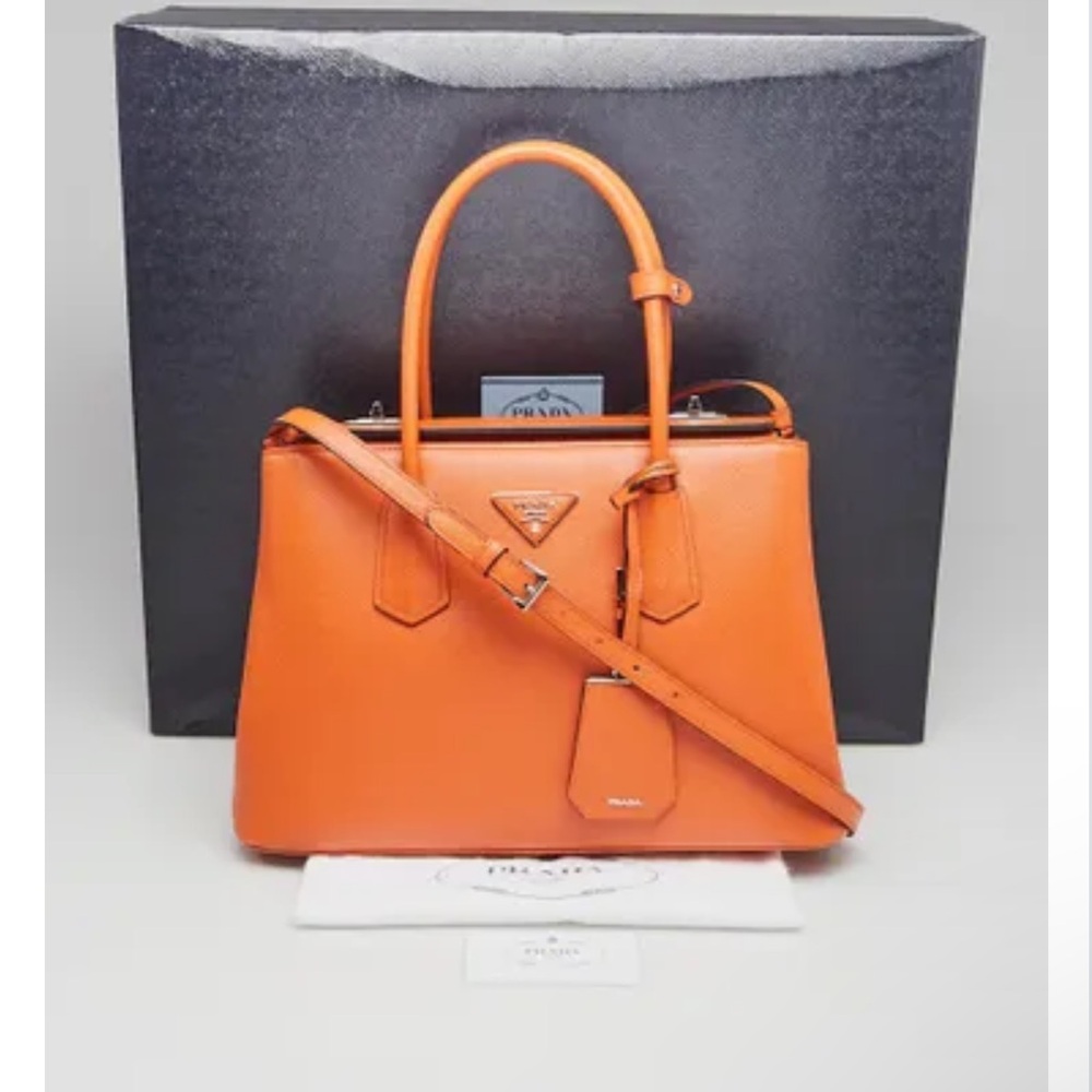 Prada Saffiano Cuir Leather Twin Tote large Bag